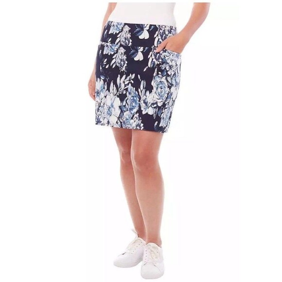 S.C. & CO. Womens Size XXL Black Floral 360 Degree Tummy Control Skort Stretch - Picture 7 of 11